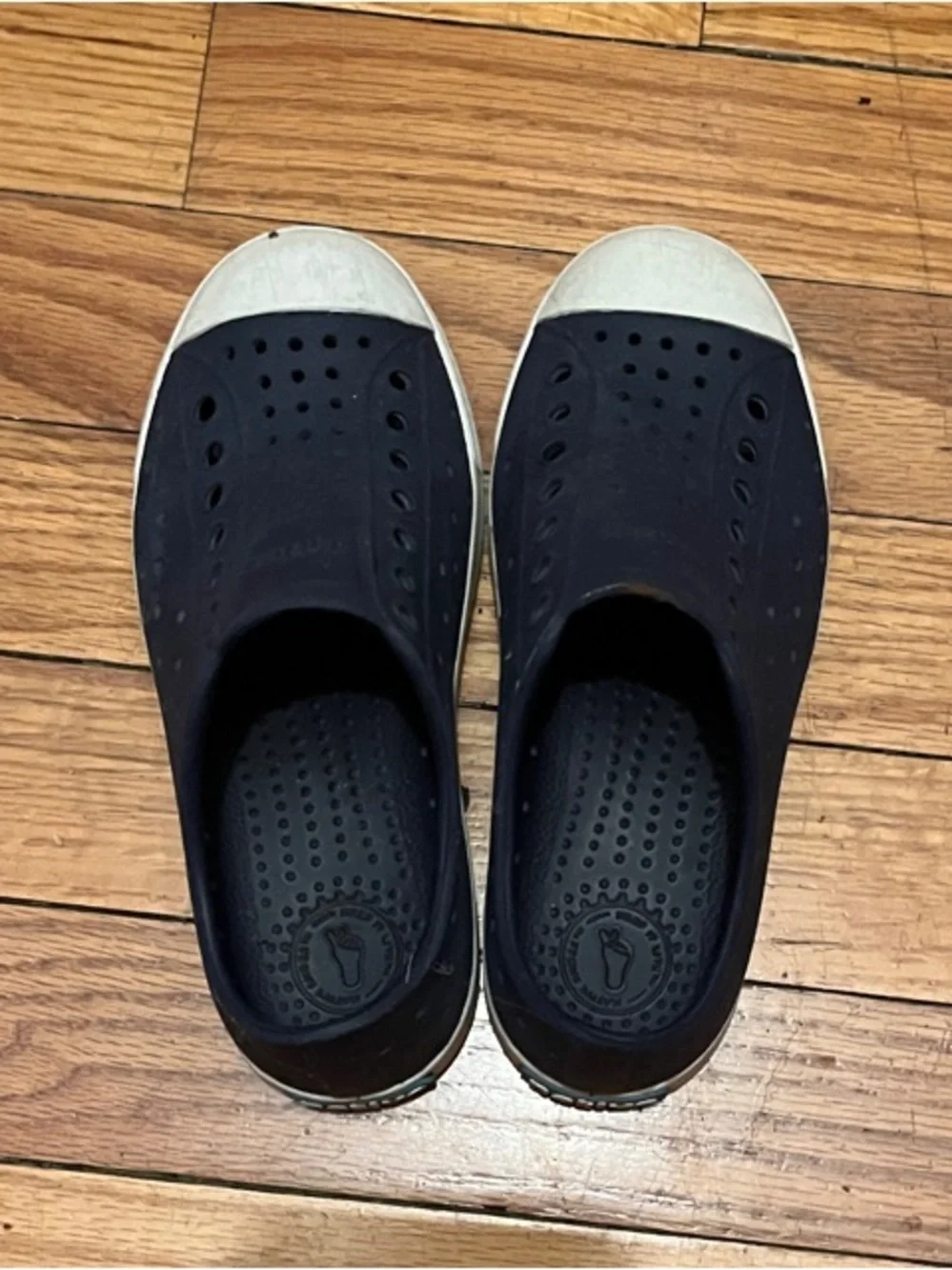 Native Slip-On Sandals in Navy and White